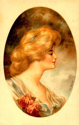 Art Nouveau Lady with Roses