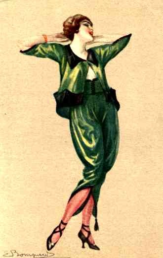Art Deco Lady In Green Vintagepostcards Com Vintage Old