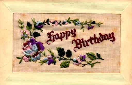 Embroidered Silk Rose Birthday