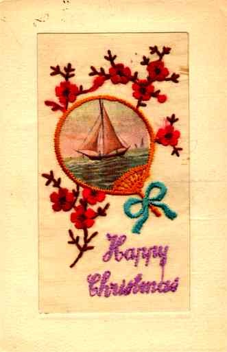 Embroidered Silk Sailboat Christmas