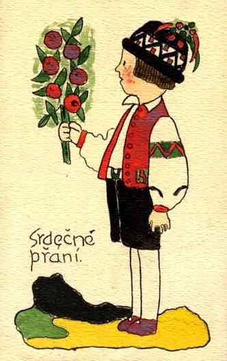 Boy with Flowers Hand-Drawn