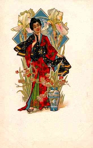 Art Nouveau Japanese Lady French