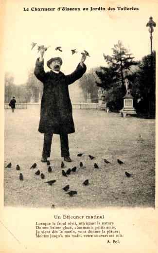 Paris Man Surrounded by Pigeons