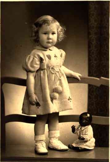 Girl and Black Golliwog Real Photo