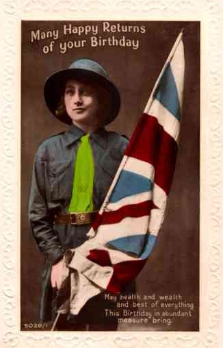 Girl Scout with Flag Real Photo