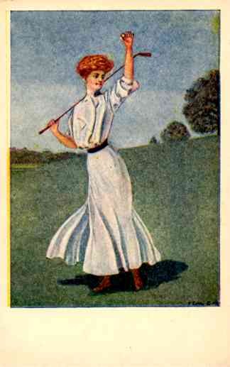 Golf Playing Girl Art Nouveau