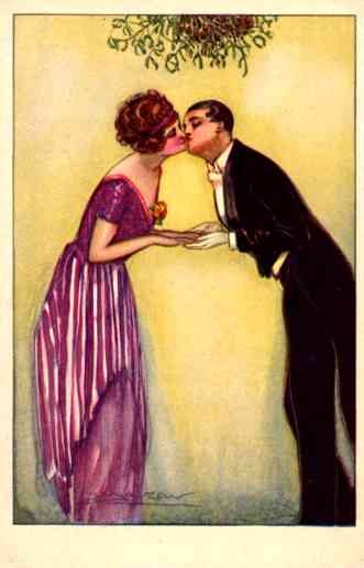 Art Deco Mauzan Couple Kiss