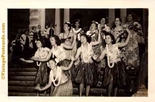 Hawaii Hula Dancers Real Photo