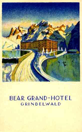 Grand-Hotel Ice Skating Swiss Poster