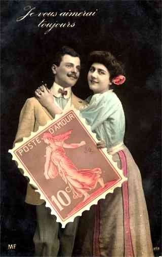 French Stamp Real Photo Hand-Tinted