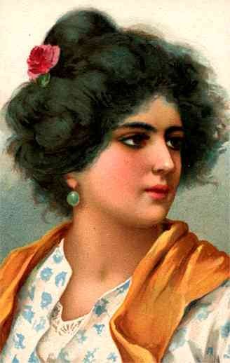 Art Nouveau Rose Girl Italian