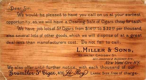Advert Cigars NYC Trompe L'Ouiel