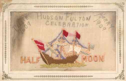 Embroidered Silk Ship Hudson-Fulton Expo
