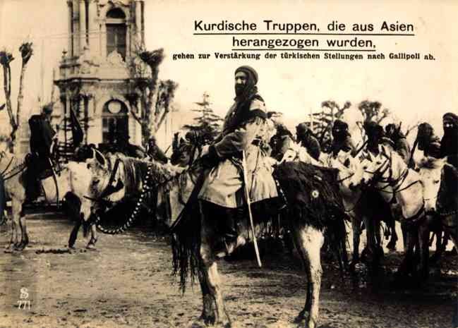 Kurdish Troops on Horses Real Photo