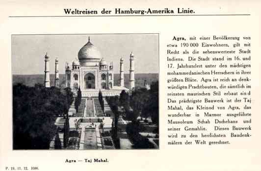 Hamburg-America Line India Taj Mahal