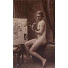 Drawing French Nude Risque with Palette RPPC