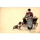 Milk Woman Pouring Milk for Dog Cart