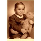 Boy Holding Teddy Bear Real Photo