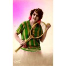 Girl with Tennis Racket Real Photo