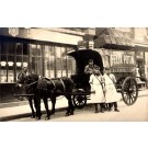 Horse-Drawn Wagon Workers Real Photo