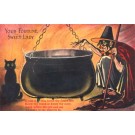 Cat Witch Brewing Fortune Inside Pot Fold-Out