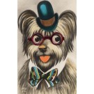 Dog in Top Hat with Plastic Glasses Novelty