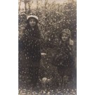 Children Teddy Bear in Falling Snow Real Photo