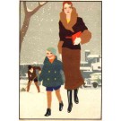 Mother Daughter in Winter Advert Fabric