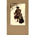 Father Daughter Holding Doll in Winter