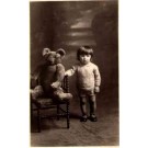 Teddy Bear in Chair Girl Real Photo