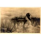 Mermaid in Water Sailboat Real Photo