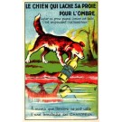 Dog Holding Bottle at Shore Advert Wine