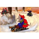 Mouse Sleigh Hand-Painted French