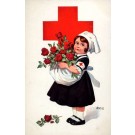 Red Cross Child with Roses in Apron WWI