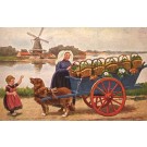 Child Dog-Drawn Cart with Baskets Wind Mill
