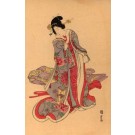 Rich Lady Looking Down Woodblock