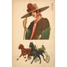 Harness Racers Lady in Hat with Feather Art Deco