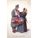 Wounded Soldier Flower Seller Attaching Flower WWI