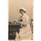 Red Cross Nurse with Pen Writing Letter WWI RP