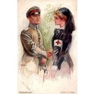 Shaking Hands Officer Red Cross Nurse WWI