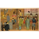 Men Talking to Geishas Behind Bars