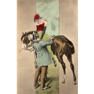 Gentleman Helping Lady Jockey Get Off Horse
