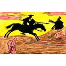 Don Kixot on Horse Wind Mill Hand-Drawn
