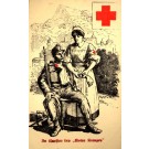 Red Cross Nurse Putting Bandage on Soldier's Arm