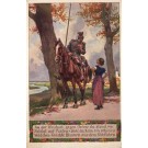 Soldier on Horse with Flowers Talking to Woman