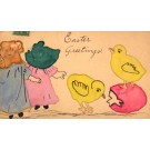 Sunbonnet Gilrs Chick on Egg Hand-Drawn
