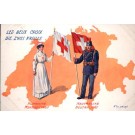 Swiss Red Cross Nurse Soldier with Flags WWI