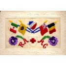 Embroidered Silk Flags Flower Pansy Red Cross