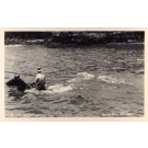 Hawaii Horse Rider Crossing Water Real Photo