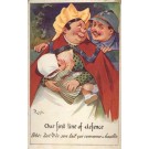 Nursing Mother with Baby Smiling to Soldier